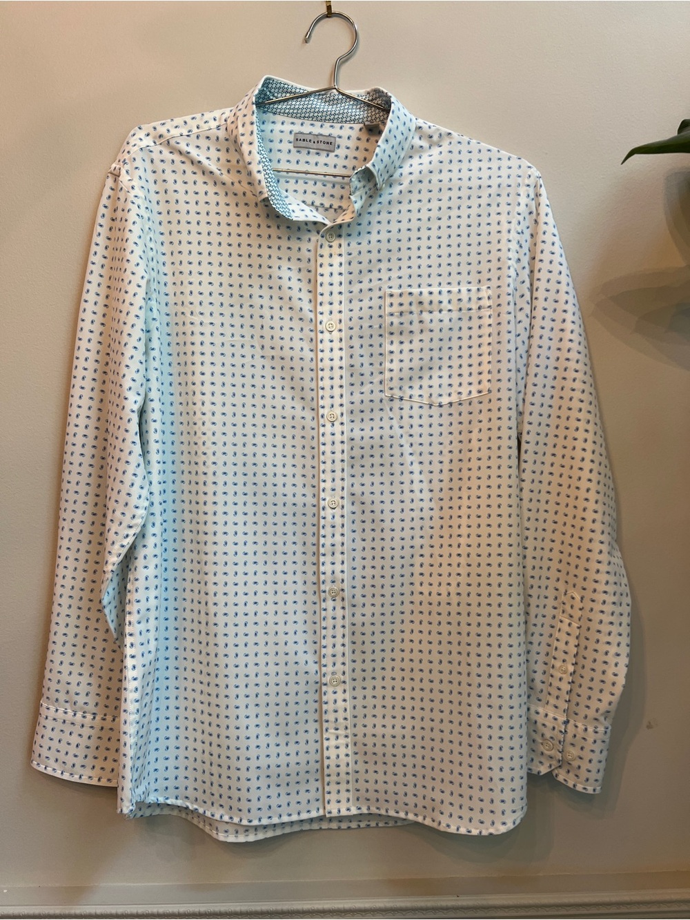 Light Blue paisley Casual Button-Down Shirt